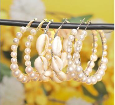 Hoop Earrings: Gold, Silver, Big, Small with Jhumka, Pearl, Sea Shell for Girls