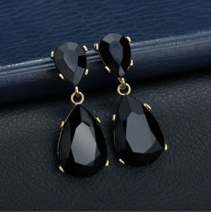 Black Earrings: Black Colour Metal Stud, Beads, Stones for Girls and Women