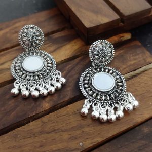 Traditional Silver Oxidized Hand Crafted Designer Jhumka Earrings – Design 12
