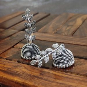 Traditional Silver Oxidized Hand Crafted Designer Jhumka Earrings – Design 22