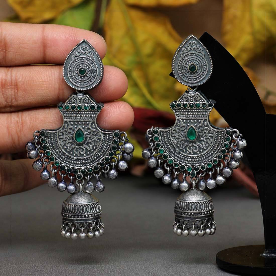 Buy Shop Now Silver Oxidised Earrings Online From Surat Wholesale Shop.